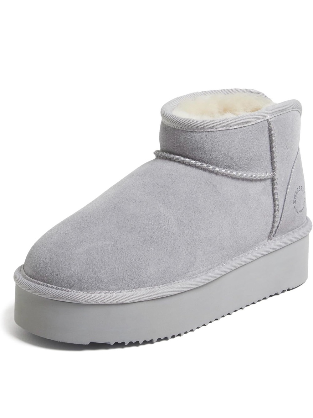dearfoams Womens Kingston Light Gray Plush Lined Platform Slipper Boot size 8